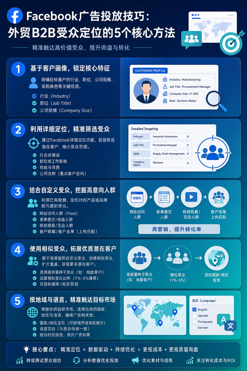 Facebook广告投放技巧:外贸B2B受众定位的5个核心方法