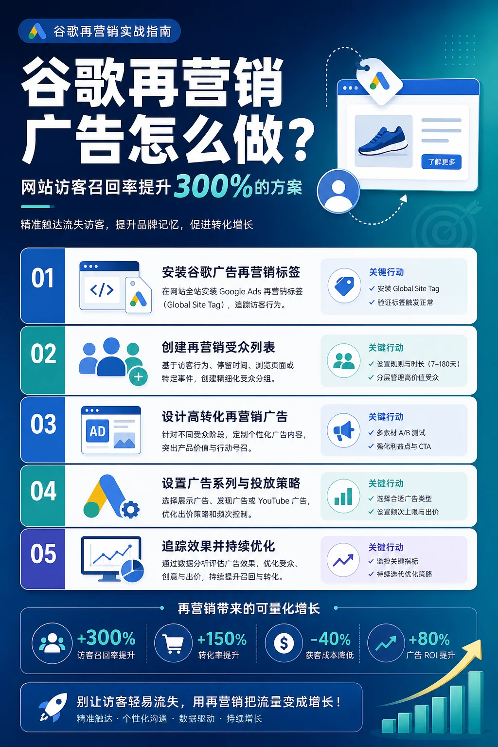 谷歌再营销广告怎么做?网站访客召回率提升300%的方案