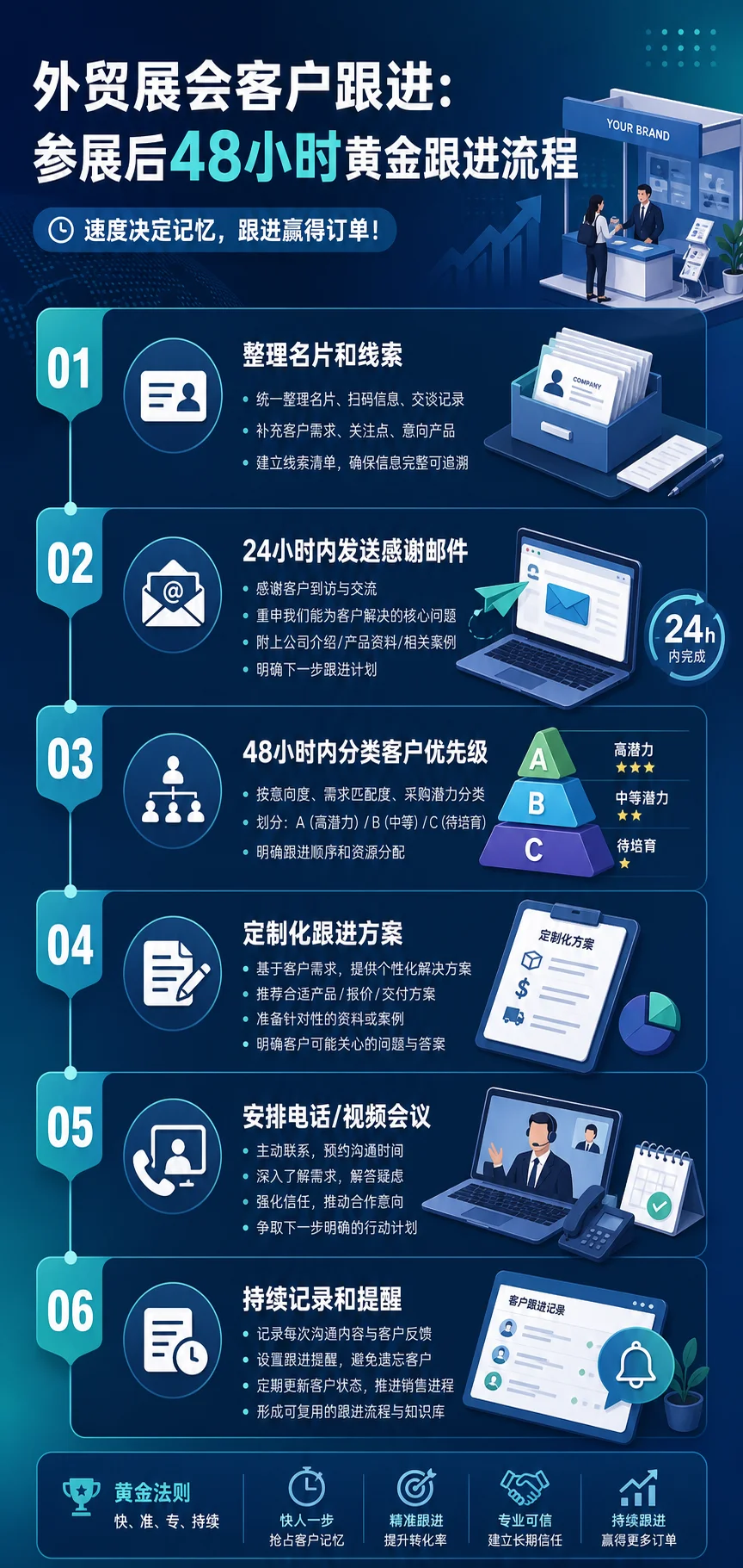 外贸展会客户跟进:参展后48小时黄金跟进流程