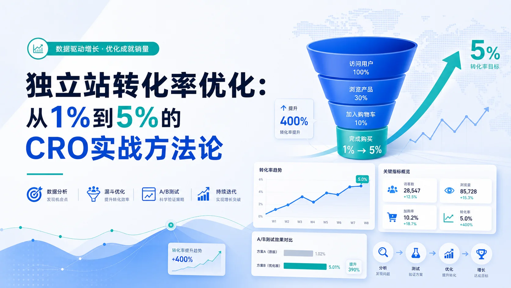 独立站转化率优化：从1%到5%的CRO实战方法论