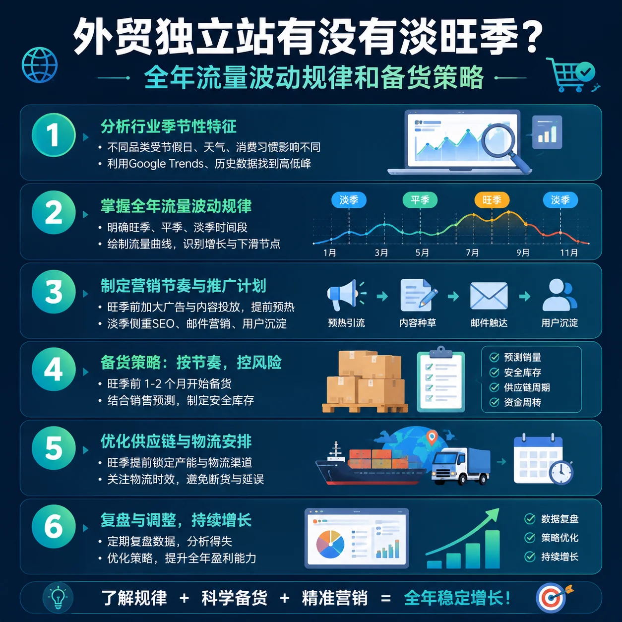 外贸独立站有没有淡旺季？全年流量波动规律和备货策略