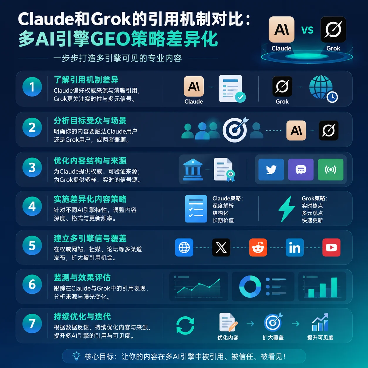 Claude和Grok的引用机制对比:多AI引擎GEO策略差异化